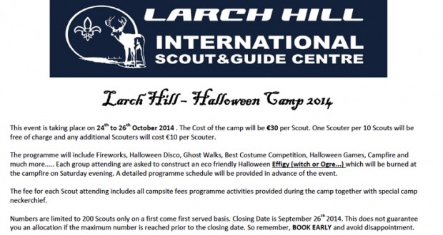 Halloween Scout Camp 24th to 26th October 2014