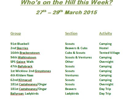 Who is in the Hill 27th to 29th March